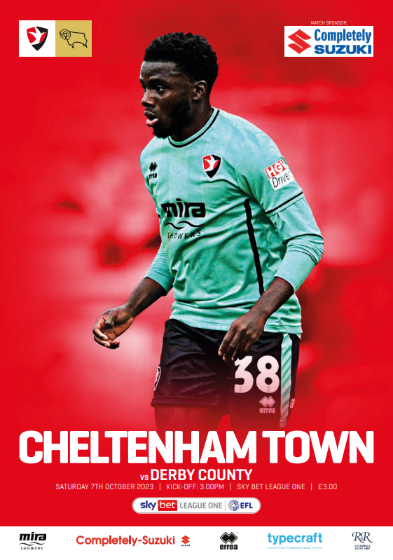 CTFC vs Derby County Programme Cheltenham Town Football Club