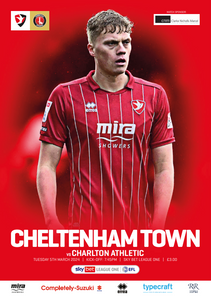 Cheltenham Town vs Charlton Athletic match programme from 5 March 2024.