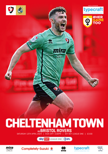 Cheltenham Town vs Bristol Roveres match programme