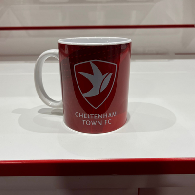Cheltenham Town FC mug with crest on it